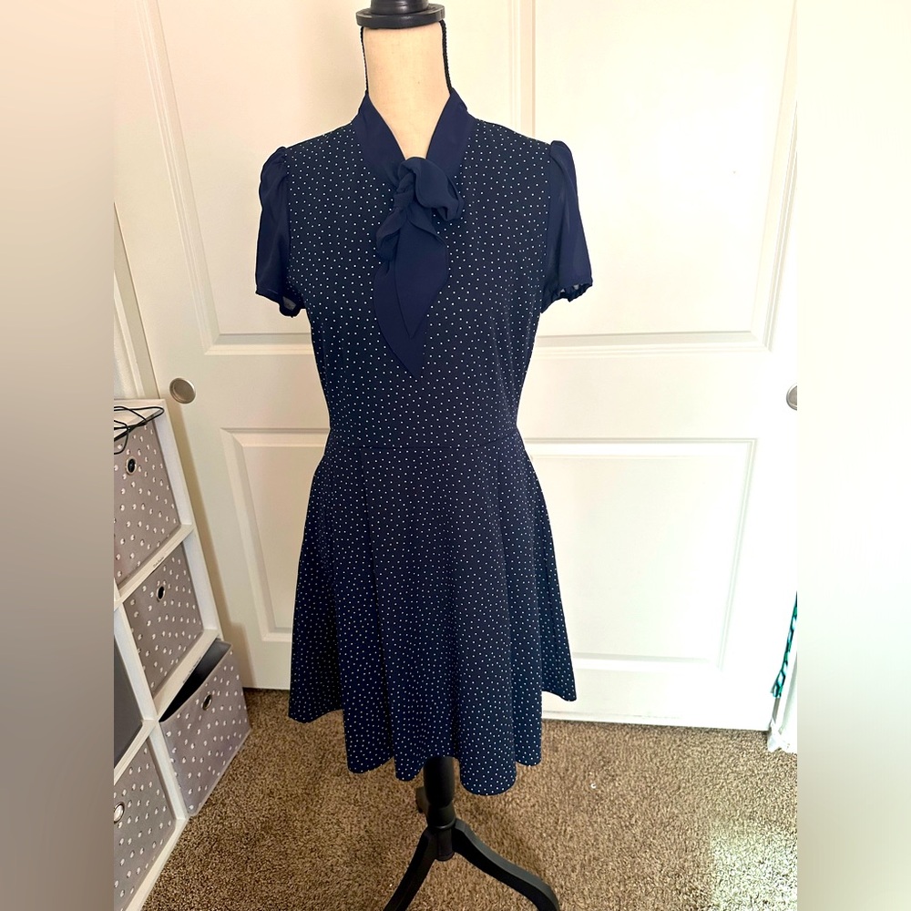 New Modcloth Navy Polk Dot Dress with Tags
